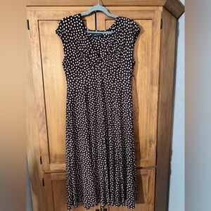 Jones New York Brown and White Polka Dot Midi Dress